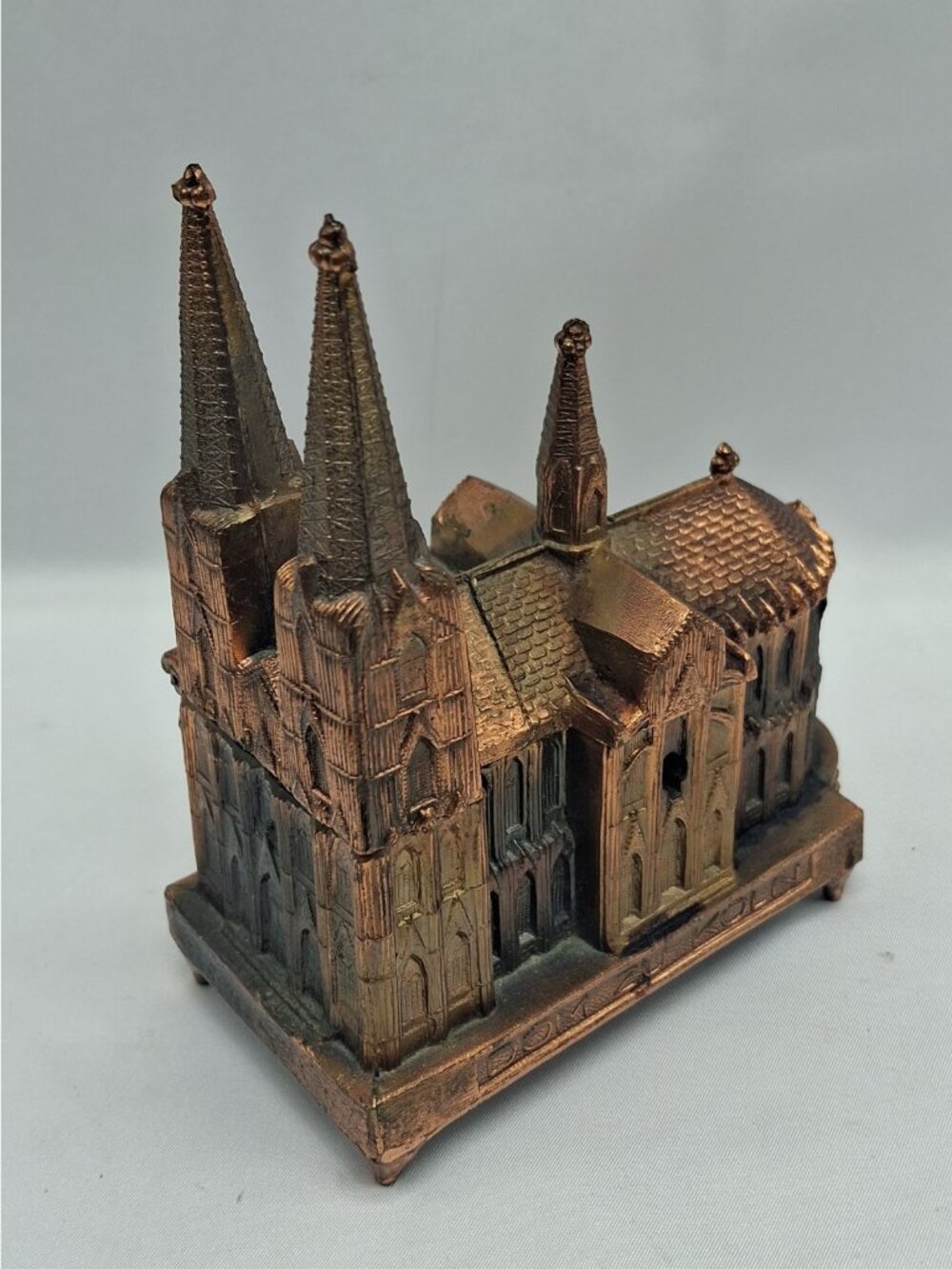 Vintage 1960's Kolner Dom Bronze Tone Jewelry Trinket Music Box- W. Germany